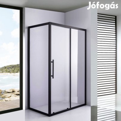 Stuxi Nizza Black 130x80 aszimmetrikus szögletes tolóajtós zuhanykabi