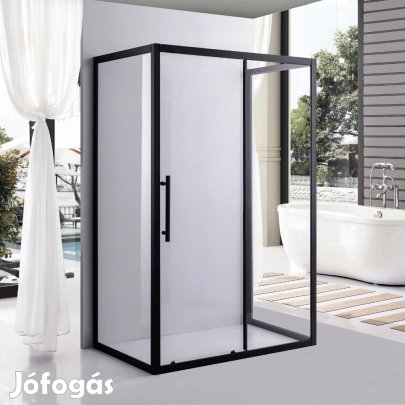 Stuxi Nizza Black 130x80 falsíkra szerelhető 3 oldalú tolóajtós zuhan