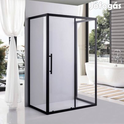 Stuxi Nizza Black 140x100 falsíkra szerelhető 3 oldalú tolóajtós zuha