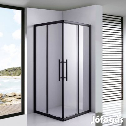 Stuxi Nizza Black 70x70 cm szögletes két tolóajtós zuhanykabin 6 mm v