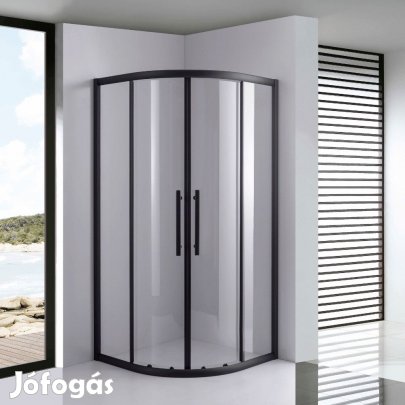 Stuxi Nizza Black 80x80 cm íves két tolóajtós zuhanykabin 6 mm vízlep