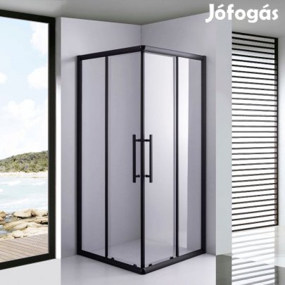 Stuxi Nizza Black 80x80 cm szögletes két tolóajtós zuhanykabin 6 mm v