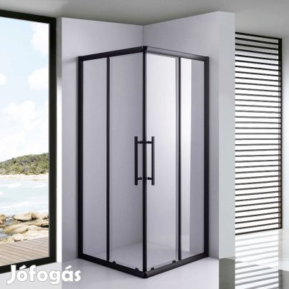Stuxi Nizza Black 90x90 cm szögletes két tolóajtós zuhanykabin 6 mm v