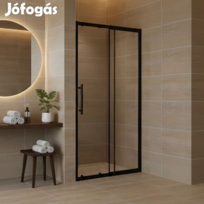 Stuxi Sydney Black 110 cm széles toló zuhanyajtó 6 mm vastag vízleper