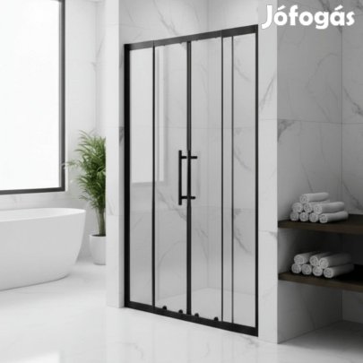 Stuxi Sydney Black 130 cm széles két tolóajtós zuhanyajtó 6 mm vastag