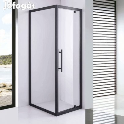 Stuxi Torino Black 80x100 aszimmetrikus szögletes nyílóajtós zuhanyka