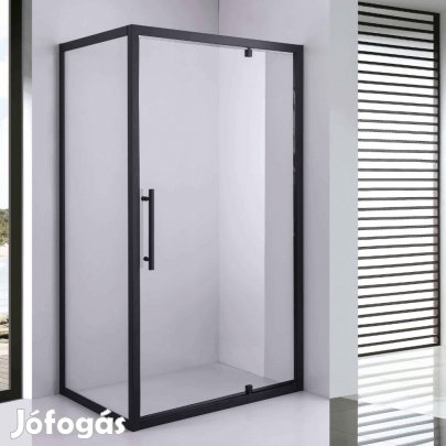 Stuxi Torino Black 80x70 aszimmetrikus szögletes nyílóajtós zuhanykab