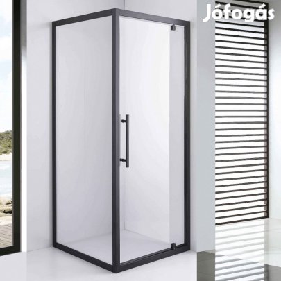 Stuxi Torino Black 80x80 szögletes nyílóajtós zuhanykabin 6 mm vízlep