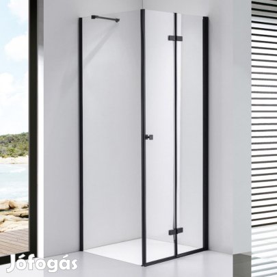 Stuxi Verona Black 100x100 cm szögletes csuklóajtós zuhanykabin, 6 mm