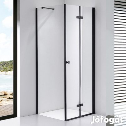 Stuxi Verona Black 110x110 cm szögletes csuklóajtós zuhanykabin, 6 mm