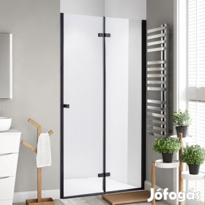 Stuxi Verona Black 80 cm széles csukló zuhanyajtó, 6 mm vízlepergető
