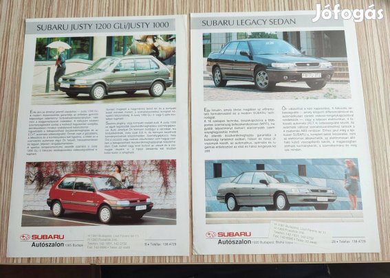 Subaru Legacy, Justy magyar prospektus tipuslap