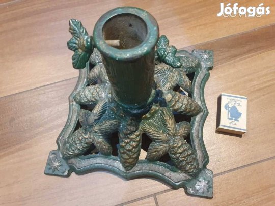 Súlyos nagyon szépen kidolgozott öntöttvas karácsonyfa talp kisebb fák