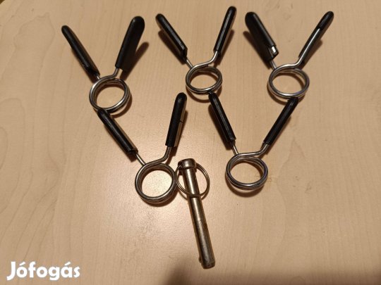 Súlyzórögzítő rugós szorítók és egy biztonsági rögzítő tüske