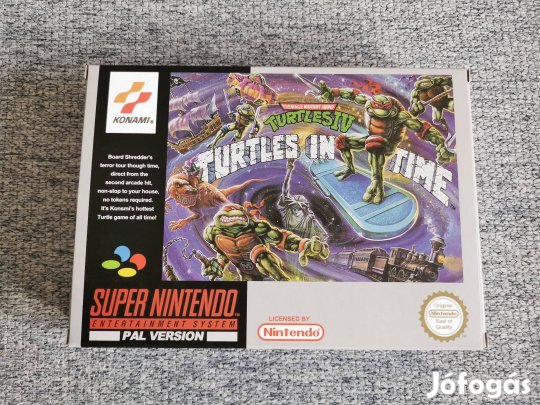 Super Nintendo Tmnt Turtles in Time SNES PAL repró dobozban