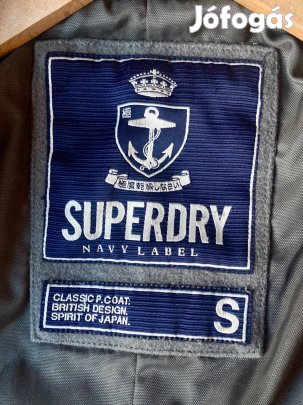 Superdry Navy Label férfi gyapjú kabát (újszerű)