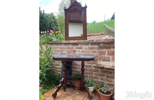 Sürgős antik ónémet fésülködő mosdó szekrény eredeti márványlap