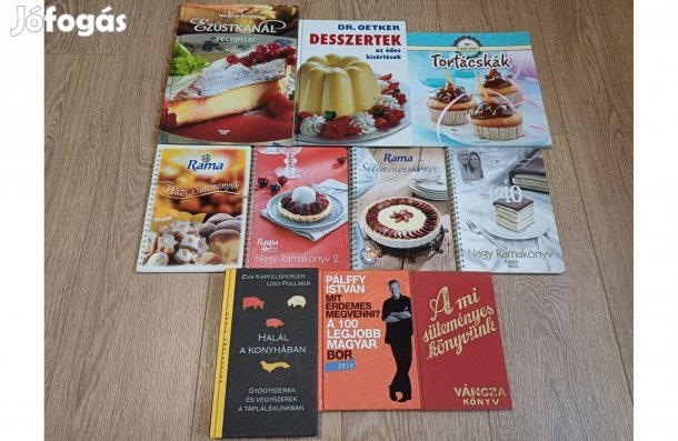 Sütemény, desszert, bor könyvcsomag, 10 db egyben