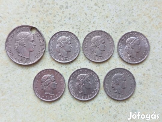 Svájc 7 db Különböző Érme 5 és 20 Rappen 1962-1975