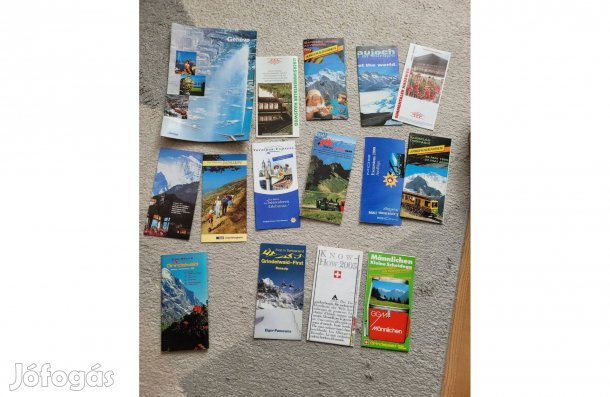 Svájci brossúrák, túraútvonalak,térképek gyűjteménye 15 db