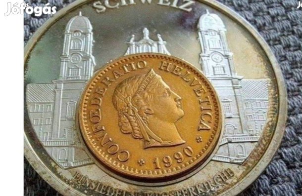 Svájci emlékérem ezüstözött