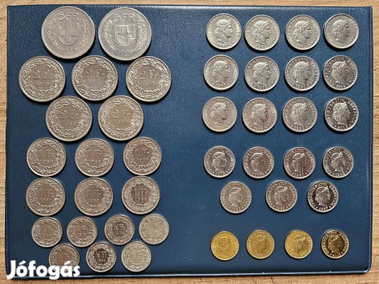 Svájci frank és rappen érme csomag (43db érme)