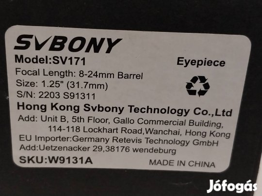 Svbony SV171 8-24mm Zoom okulár - 1.25"