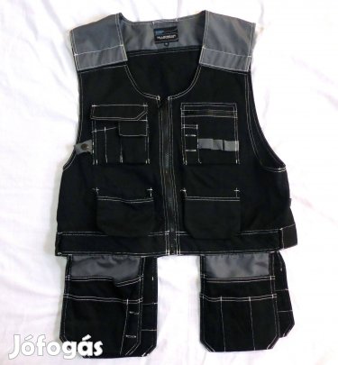 Svéd Bluewear nagy XL / max XXL méretű ács / szerelő mellény 15 zsebes