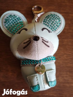 Swarovski kristályokkal díszített egeres kulcstartó , táskadísz