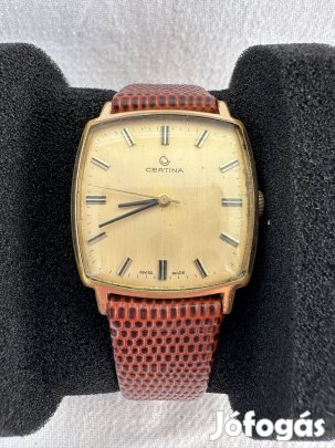 Swiss Certina kézi húzós férfi óra 30x30 mm aranyozott tok 1960-70.