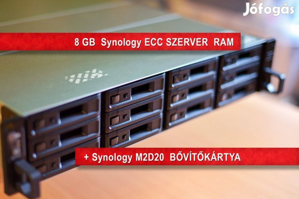 Synology RS2418+ NAS (12 lemez) + Synology 8GB ECC RAM + M2D20 kártya