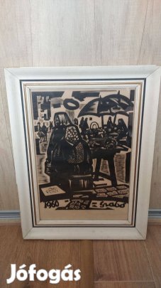 Szabó Gyula (1907 - 1972) fametszet - A Piacon