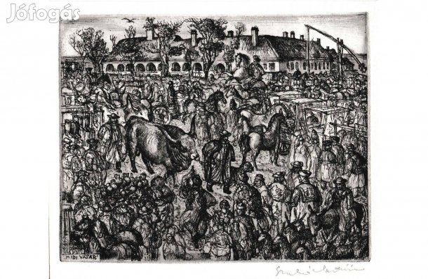 Szabó Vladimir: Hidi vásár (rézkarc, 17 x 13 cm.)