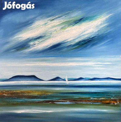 Szalai Krisztián : Fonyódról. 90x90cm olaj/vászon Modern Balaton
