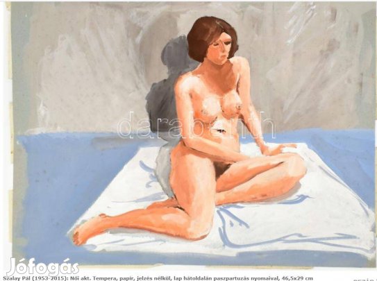 Szalay Pál: Női akt eredeti tempera festmény