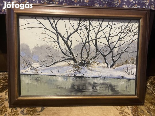 Szalkai Mária Téli ártér 1994 festmény