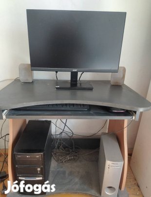 Számítógép, számítógép asztal, monitor, hangfal eladó