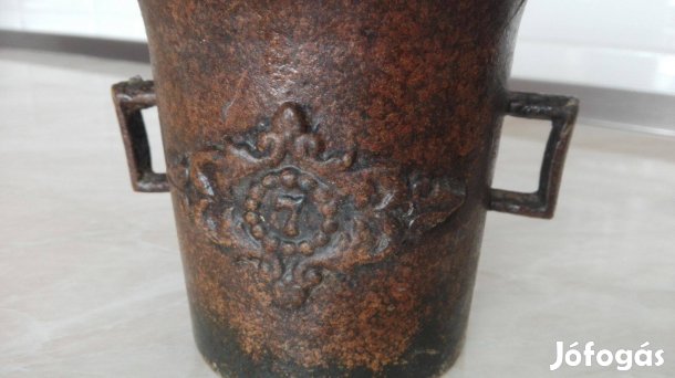 Számozott Német vas mozsár 1800-as évek végéről Ritka szép