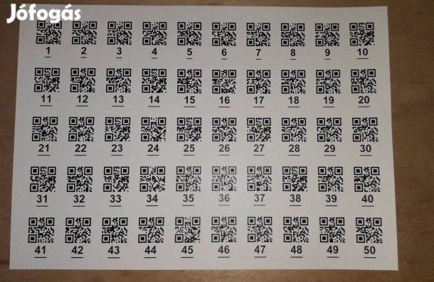 Számozott QR kód vízálló papíron