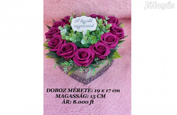 Szappanrózsa box- Szív alakú dobozban. " A Legjobb Nagymamának"