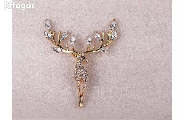 Szarvas Bross, kitűző, ezüst, arany színű, új