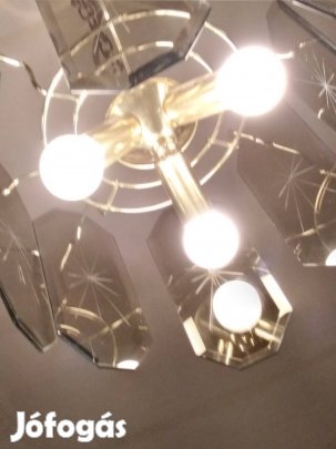 Szarvasi csiszolt füstüveges,  csillagmintás csillár eladó Xl.ker 
