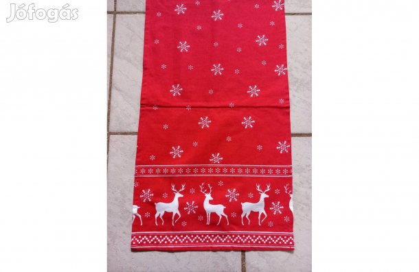 Szarvasos karácsonyi asztali futó, terítő 144 x 40 cm - Új