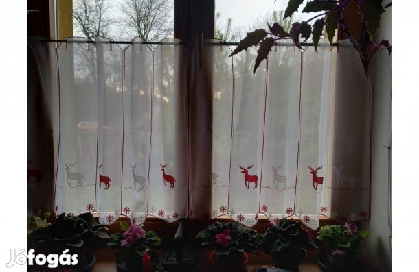 Szarvasos vitrázs függöny 130 x 62 cm - Új - 3 db