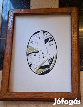 Szász Endre : Tusrajz hollóházi porcelán terv,