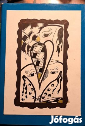 Szász Endre : Tusrajz hollóházi porcelán terv,.:Szecessziós ihletésű