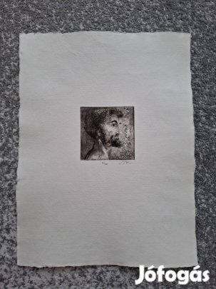 Szász Endre férfiportré rézkarc drámai profil (limitált széria)