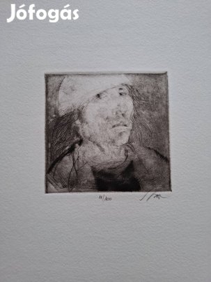 Szász Endre ifjú portré sapkás férfi (limitált grafika)