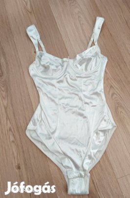 Szaténfényű fehér női body 75