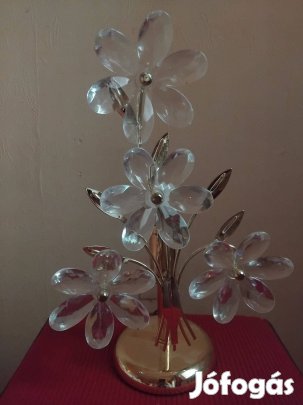 Szecessziós stílusú arany színű virágos leveles kislámpa asztalilámpa